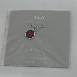 Origami Owl 925 Sterling & Dark Red Swarovski Crystal Pendant Charm | 14mm